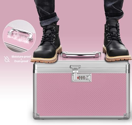 Medicine Lock Box with Combination Lock - 13.4 x 7.6 x 8.2 Inches - First Aid Safe Medication Storage Box, Medications and Personal Items, Safe Boxes for Home and Outdoor - Pink - Image 5