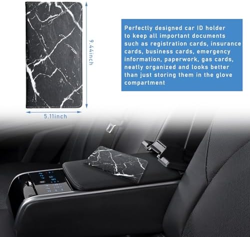 Ziciner Car Registration and Insurance Holder, Auto Card Document Glove Box Organizer with Magnetic Closure, Universal Vehicle Interior Accessories for Cars SUVs (Marble Black-Large) - Image 2