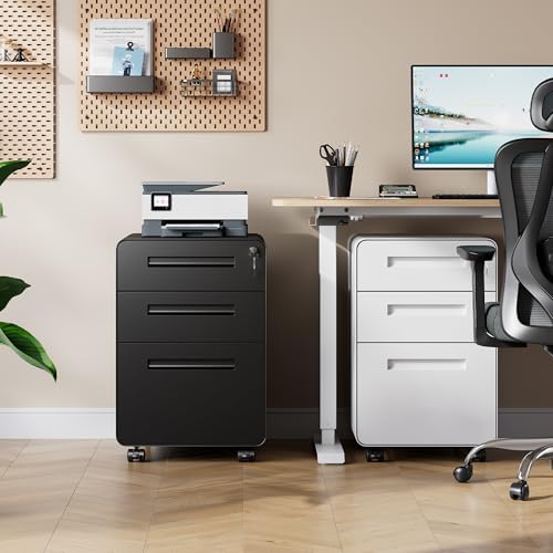 DEVAISE 3 Drawer File Cabinet with Lock, Fully Assembled Except Casters - Image 2