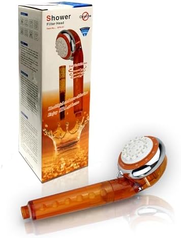 Ronaqua Filtered Handheld Shower Head with Vitamin C – Reduces Chlorine & Impurities, Prevents Dry Skin & Hair, 8 Spray Settings, Easy Installation (Orange) by Ronaqua