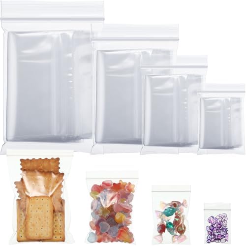 Zonon 100 Pcs Clear Reclosable Zipper Storage Bags Resealable Poly Bag, M by Zonon