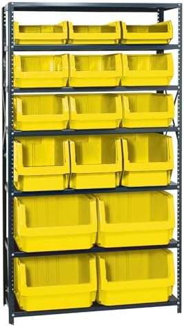 QUANTUM STORAGE SYSTEMS MSU-16-MIXYL Solid Heavy Duty 7 Shelves 75" H x 42" W x 18" D with 16 Yellow Bins Multi-Sizes by QuantumStorageSystems