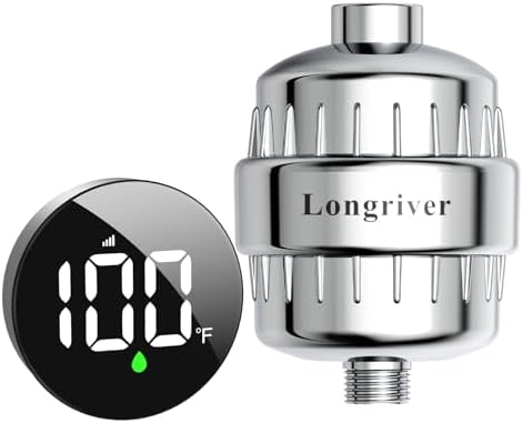 Longriver Tem8 Shower Filter Fixture with Temperature Display by DesignedforaSpa-LikeShower