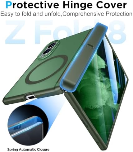 Temdan for Samsung Galaxy Z Fold 8 Case,[Compatible with MagSafe][Built-in HD Screen Protector & Kickstand][Hinge Protection] Translucent Matte Full-Body Shockproof Phone Case for Z Fold 8 Wide,Green - Image 7