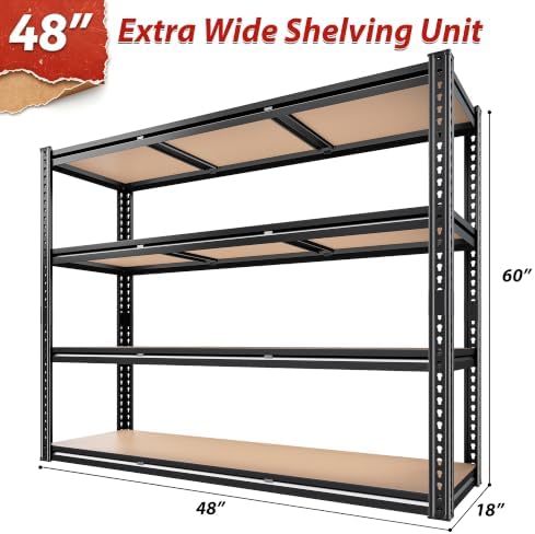 ROOMFAVE 48" W Garage Shelving 2200LBS, 4-Tier Storage Shelves, 2PCS - Image 3