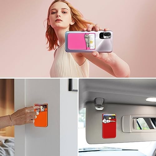 Senose 5 Pack Cell Phone Wallet, Silicone Phone Card Holder - Image 3