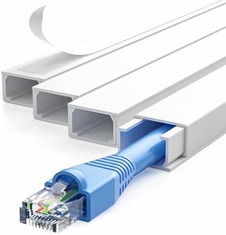 Delamu 56.7in Cord Hider, Cord Covers for 1-2 Wires on Wall, One-Cord Cable Hider, Easy Install Wire Hider Wire Covers for Cords on Wall, Cable Cover Raceway to Hide Wires Along Wall, W0.59 H0.4in by DELAMU