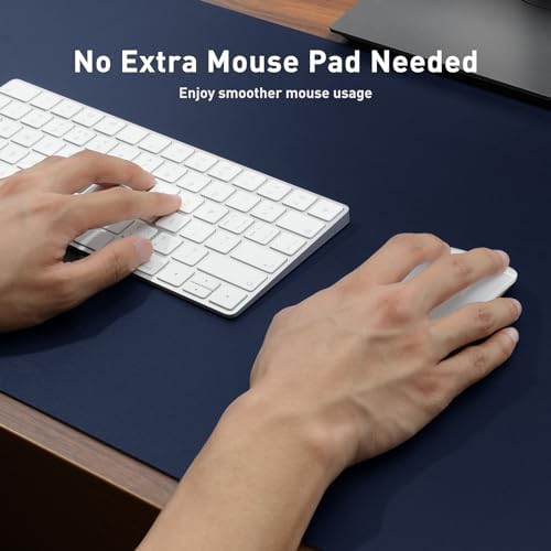 Aothia Faux Leather Desk Mat – Large Mouse Pad, Non-Slip PU Leather Blotter, Waterproof Writing Surface for Office and Home (Dark Blue, 47.2" x 23.6") - Image 4