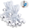 Bungee Balls 9 Inch, 100 PCS White Tarp Bungee with Balls Heavy Duty Tarp Tie Downs for Camping, Shelter, Cargo, Tent Poles with UV Resistant by Kinzomor