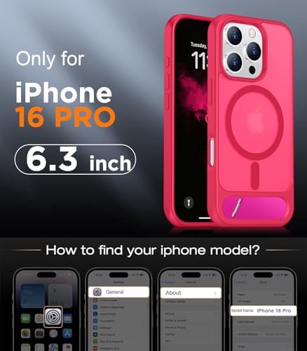 Temdan Magnetic Compatible with iPhone 16 Pro Case, [Built-in Invisible Kickstand][Compatible with MagSafe][Military Grade Shockproof] Slim Translucent Matte Phone Case for iPhone 16 Pro 6.3" - Image 2