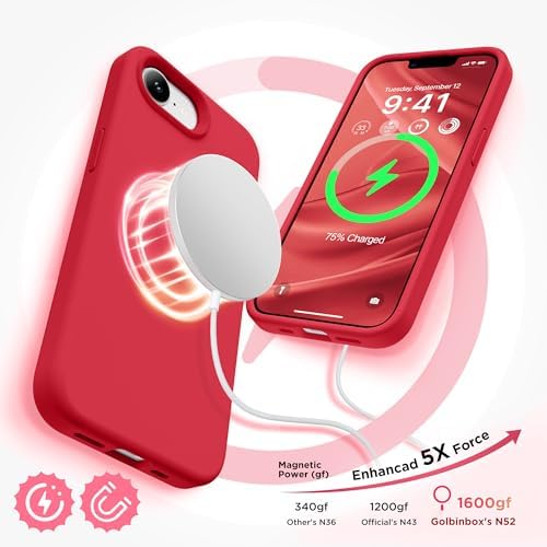 GolbinBox Magnetic for iPhone 17e/16e Case, Silicone Cover, Red - Image 3