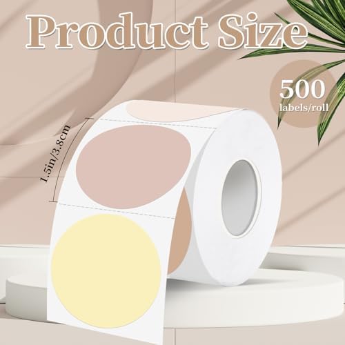 1.5 inch Round Thermal Label,Morandi Thermal Sticker Labels,Direct Thermal Printer Label for DIY Logo Design,Thanks Card,500 Labels/1 Roll - Image 2