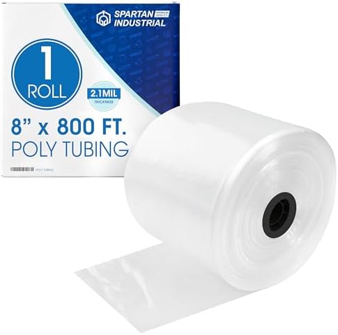 8" X 800' Clear Plastic Tubing - 2.1 Mil Poly Tube Roll by SpartanIndustrial