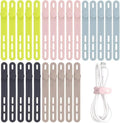 Oligei 25 Pcs Silicone Cable Ties, Cable Ties Reusable, High Elasticity Cord Wraps for Electrical Cords, Cord Organizer for Earphone, Phone Charger(Colorful) by Oligei