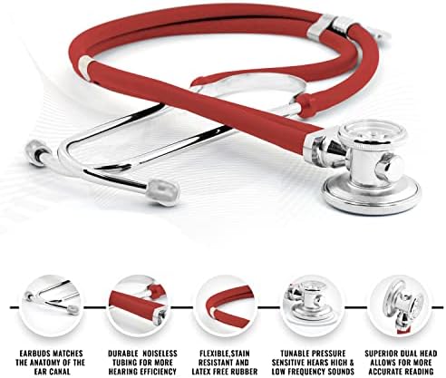 ASA TECHMED Nurse EMT Starter Pack Stethoscope, Blood Pressure Monitor and Trauma 7.5" EMT Shear Ideal Gift for Nurses, Medical Students, Firefighters, Police and Personal Use (Red) Standard - Image 2