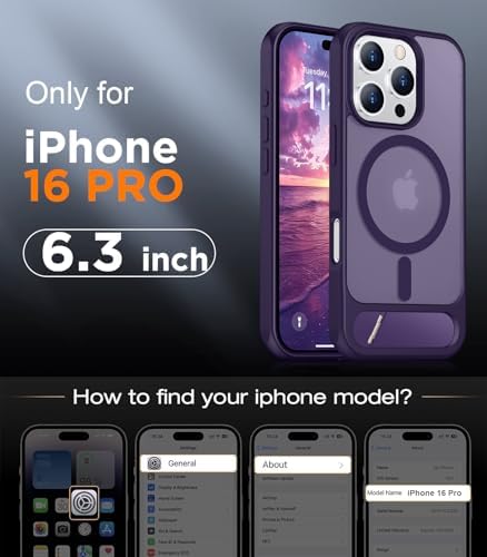 Temdan Magnetic Compatible with iPhone 16 Pro Case, [Built-in Invisible Kickstand][Compatible with MagSafe] [Military Grade Shockproof] Slim Translucent Matte Phone Case for iPhone 16 Pro 6.3" - Image 2