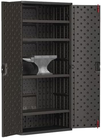Suncast Commercial 4 Shelf Mega Tall Storage Cabinet, Lockable Garage Utility Shelving Unit, Heavy Duty Plastic Resin Organizer, Gray - Image 5