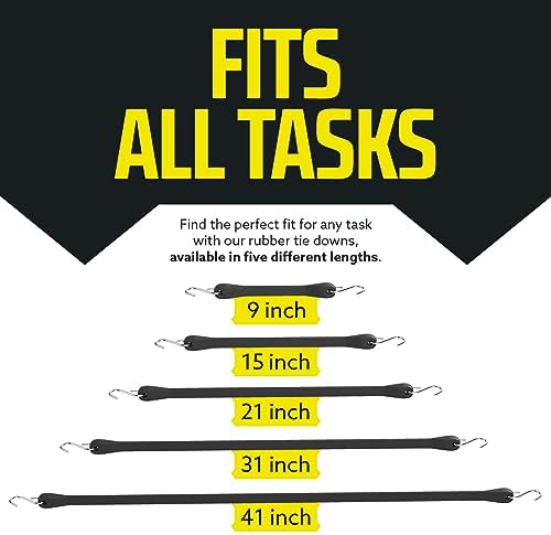 Pack of 50 Tarp Straps for Flatbed Trailers, 9" Long Natural Rubber Bungee Cord Tie-Downs Ideal for Securing Tarps, Canvases, Cargo in Cold Climates | Tie-Downs w/ Metal S-Hooks - Image 5
