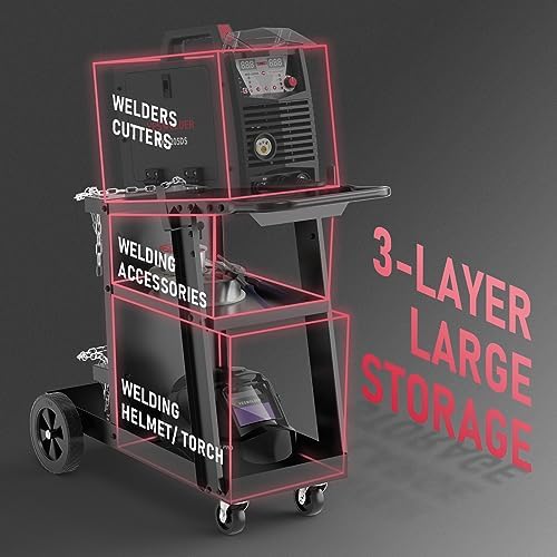 YESWELDER 3-Tier Welding Cart, Tilted Platform and 360° Rolling - Image 5