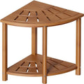Bamboo Shower Bench with Storage Shelf Waterproof Corner Shower Stool for Shaving Legs Compact Size (15 * 13in) by Unknown