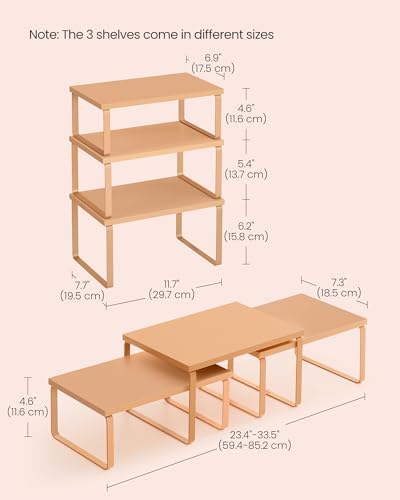 SONGMICS Cabinet Organizer Shelf, Set of 3 Spice Rack, Kitchen Storage - Image 5