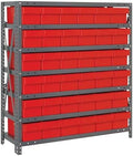 Quantum Storage Systems 2439-603RD Solid Heavy Duty 7 Shelves 36 Super Tuff Euro Red Bins 39" H x 36" W x 24" D by QuantumStorageSystems
