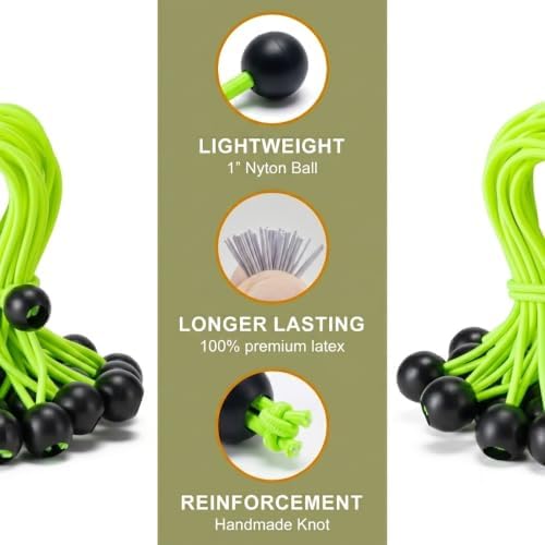 30 Pack Ball Bungee Cord, Heavy Duty Bungie Cord (12",Fluorescent Green) - Image 2