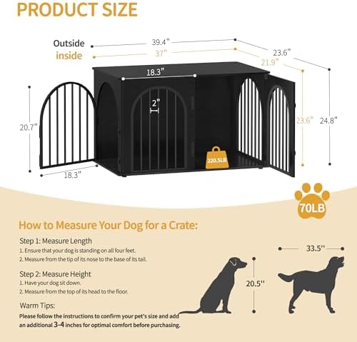 Hzuaneri 39.4'' Dog Crate Furniture,Dog Kennel Indoor for Medium/Large Dogs - Image 2