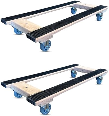 Made in USA Premium Solid Oak Furniture Dolly, 2-Pack - 18"x30" H-Frame w/Non-Slip Grip, 3.5" Non-Marking Wheels, Heavy-Duty 1000 lbs Capacity Each (18"x40" Dolly 2-Pack) by CasterHQ