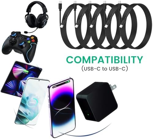 10-Pack USB C to C Charger Cable, Multipack PD 48W Charge Type C to C Black - Image 2