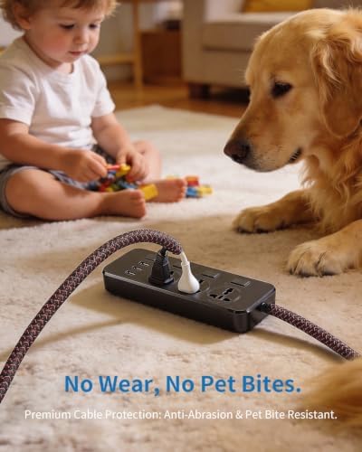 Yecaye 10ft - 1/2 inch Cord Protectors from Pets no Chew, BlackRed - Image 5