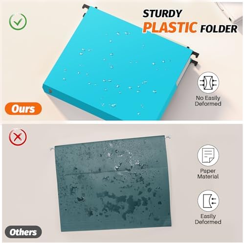 SHUTEX Extra Capacity Plastic Hanging File Folders,12 Pack, Letter, Blue - Image 2