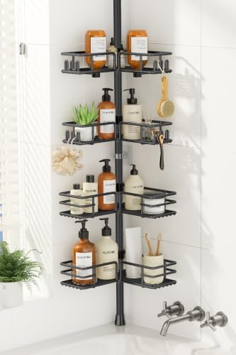 HAMITOR Shower Caddy Tension Pole, 4-Tier Rustproof Bathroom Organizer by HAMITOR
