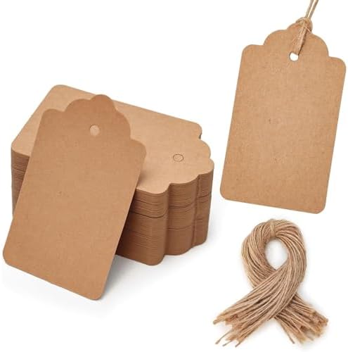 SALLYFASHION 100PCS Gift Tags with String Attached, Kraft Paper Hang Tags by sallyfashion