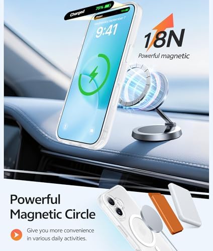 FNTCASE for iPhone 16 Case, Fit for Magsafe, Screen Protector, White - Image 3