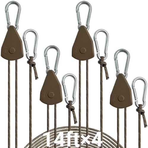 KOKKOYA 14ft Rope Ratchet Tie Downs Reflective Paracord Rollers 1/8in 4 Pcs by KOKKOYA