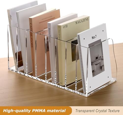 SANRUI Acrylic Desk File Organizer, 8 Slot Clear Magazine File Holder - Image 4