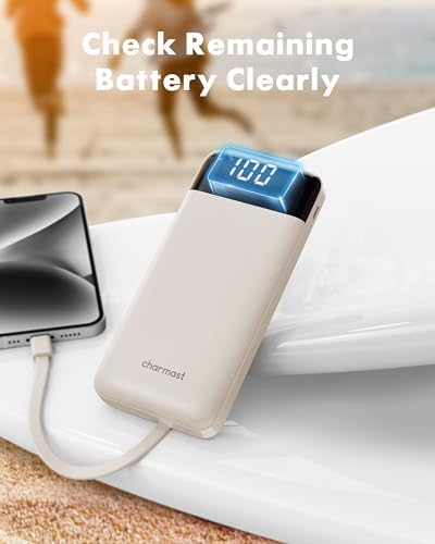 charmast 10000mAh Power Bank Portable Charger with 4 Built-in Cables - Image 7