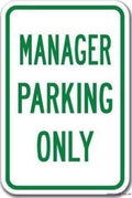 Warning Sign Manager Parking Only Vintage Industrial Custom Wall Art Outdoor Indoor 12x16 Inches New Aluminum Metal tin Sign by Eletina
