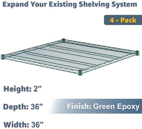 4-Pack 36" x 36" NSF Additional Wire Shelf for Shelving Units for Stock Rooms, Home, Hotel, Office - Image 2