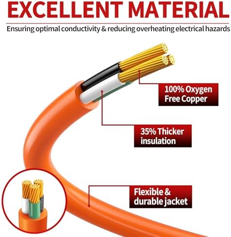 Skrizcable 16/3 50 FT Outdoor Extension Cord Waterproof, Orange Power Cord - Image 2
