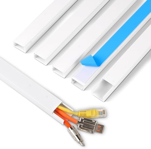 Rindion Cord Hider, 85.2in TV Cable Hider, Cord Covers for Wires on Wall, Self-Adhesive Wire Hider for TV on Wall Cable Management, 6 x L14.2 x W0.94x H0.55in - White by Rindion