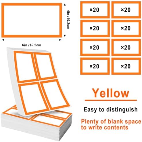 6 x 4 inch Large Moving Labels for Boxes, Blank Moving Boxes Labels Stickers, 160pcs 8 Color Coded Moving Stickers Packing Labels Stickers for Home Organization Projects, Kitchen, Storage Bins, Orange - Image 2