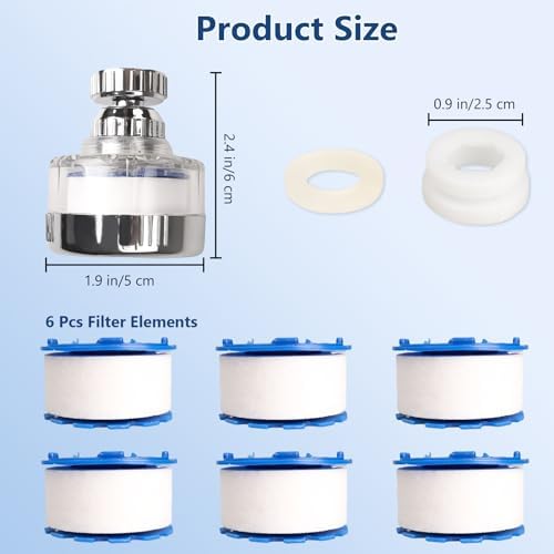 7Pcs Sink Water Filter with Filter Elements Set, Universal Sink Faucet Filter 360°Rotating, Sink Faucet Filter Removes Fluoride Hard Water, Tap Water Filter for Home Kitchen Sink - Image 7