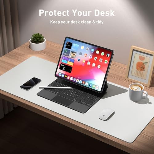 Aothia Leather Desk Pad Protector, Mouse Pad, Office Desk Mat, Non-Slip PU Leather Desk Blotter, Laptop Desk Pad, Waterproof Desk Writing Pad for Office and Home (Barely Grey, 36" x 17") - Image 5