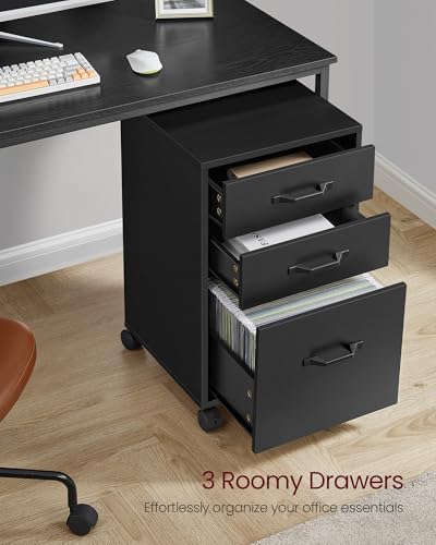 VASAGLE Mobile File Cabinet, 3 Drawers Filing Cabinet with Wheels - Image 4