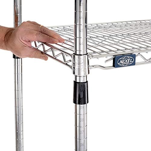 Nexel Adjustable Wire Shelving Unit, 4 Tier, Commercial Dry Storage Rack, 18" x 72" x 74", Chrome - Image 7