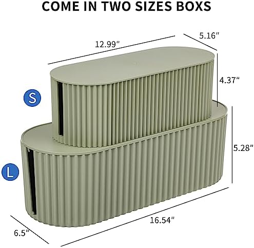FABROK 2 Pack Cable Management Box, Cord Hider Box, Green, Small+Large - Image 2