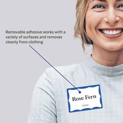 Avery Name Tags, White with Blue Border, Packs of 100 per Pack, 18 Packs, 1,800 Removable Name Badges Total (05144) - Image 2