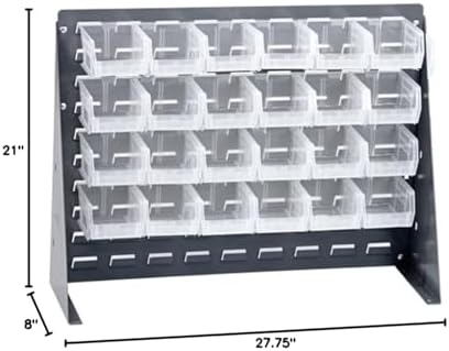 Quantum Storage Systems QBR-2721-210-24CL Ultra Bin Complete Bench Rack Package with 24 Ultra Bins, 27" x 8" x 21" , Clear - Image 2